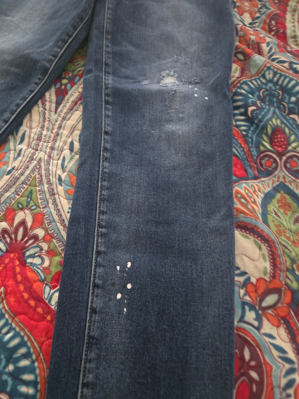 Risen Midrise Tapered Jeans in Dark Blue with Distressed Detail - Picture 2 of 11